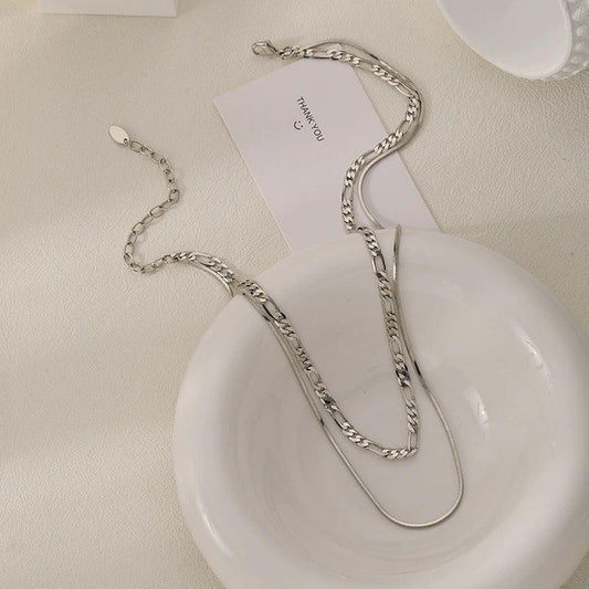OMG | Layered Figaro & Snake Chain Necklace - OMG