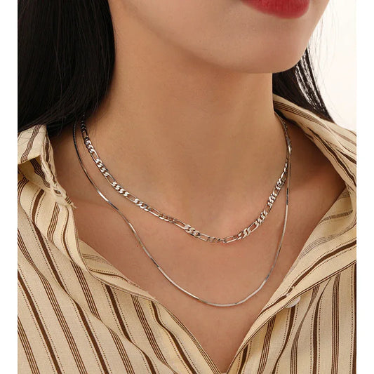 OMG | Layered Figaro & Snake Chain Necklace - OMG