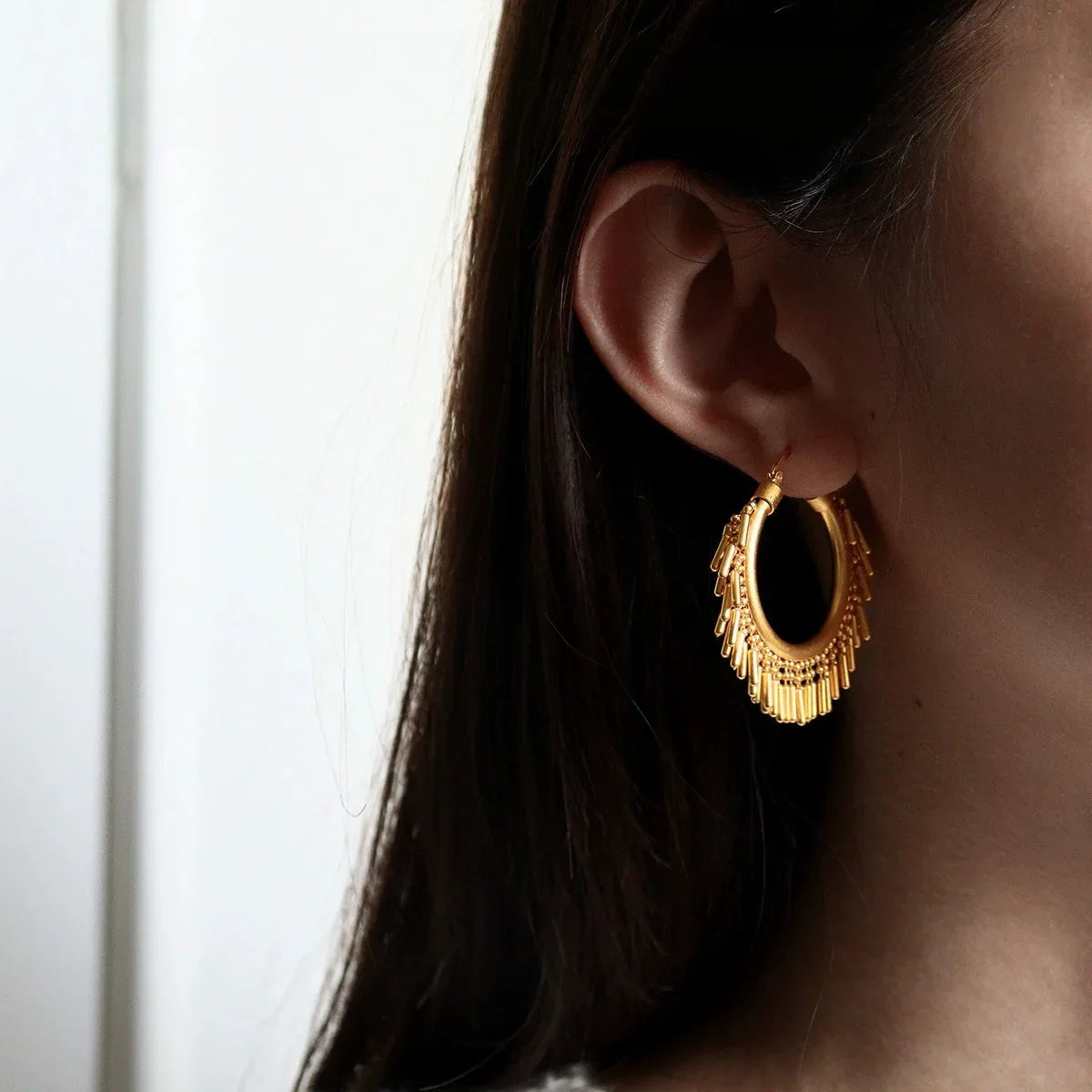 OMG | Sunburst Fringe Hoop Earrings - OMG