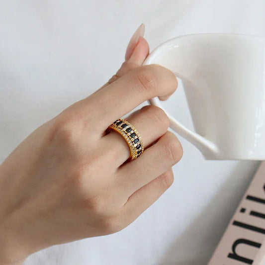 OMG | Marquise Black Zirconia Eternity Ring - OMG