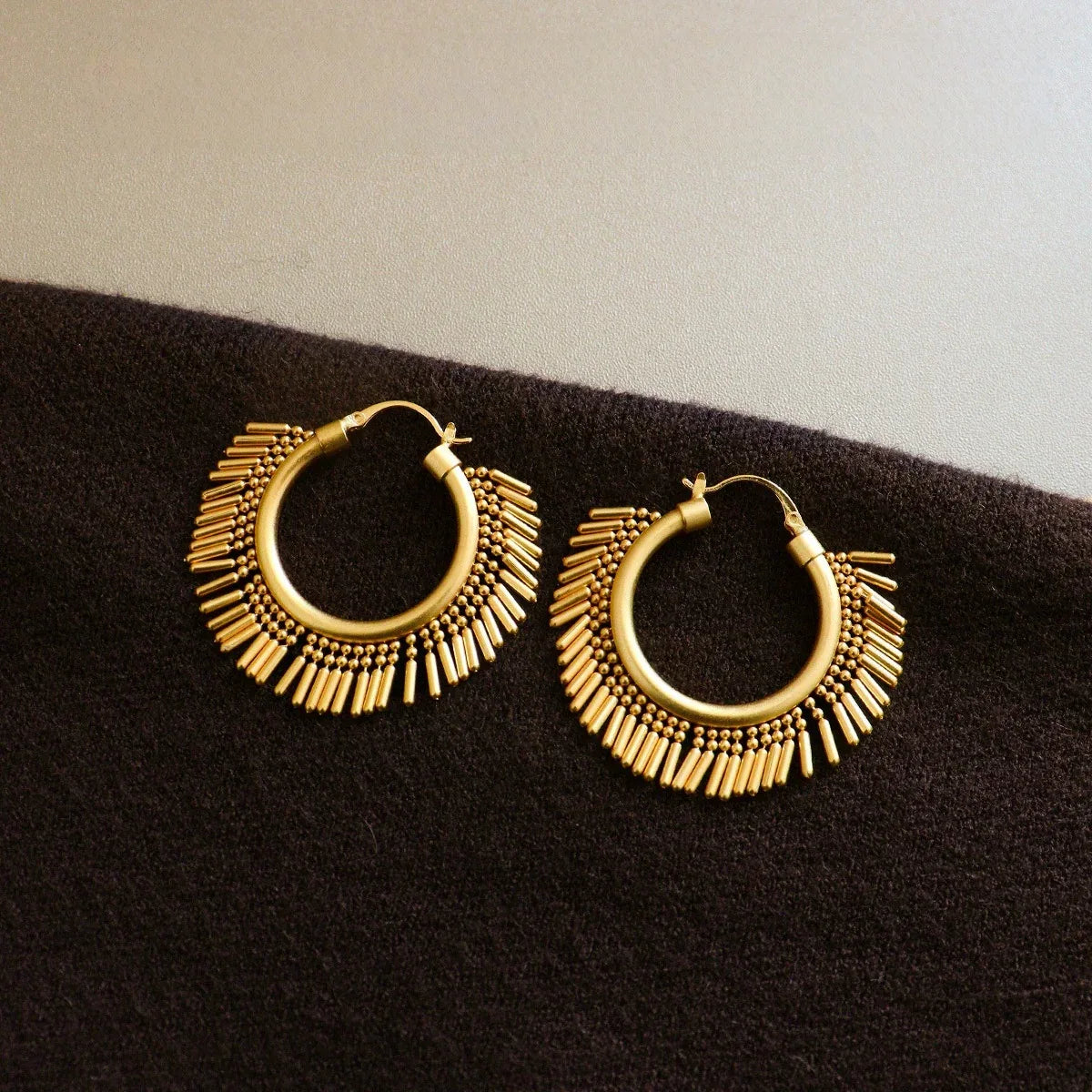 OMG | Sunburst Fringe Hoop Earrings - OMG