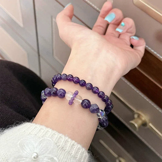 Amethyst Crystal Stacking Bracelet Set | Stretch Bracelets - Pearl Street Jewelers