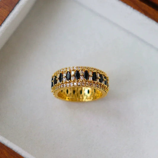 Art Deco Style Black Marquise & Crystal Eternity Band - Pearl Street Jewelers