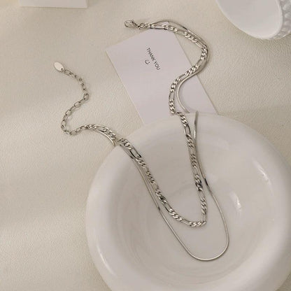 OMG | Layered Figaro & Snake Chain Necklace - OMG